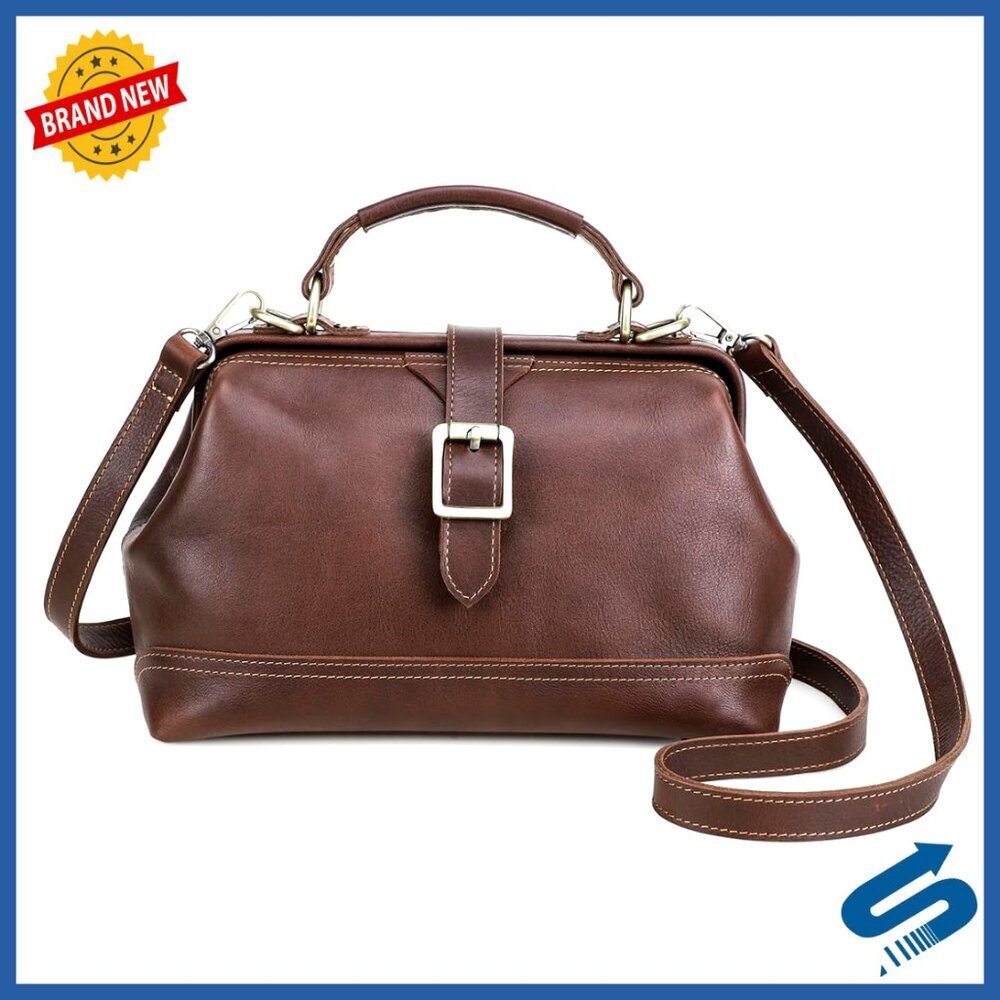 Genuine Leather Doctor Bag Top Handle Satchel Shoulder Purse Women